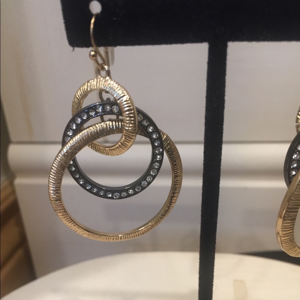 Gold & Silver Rhinestone Hoop Earrings - Picture 4 of 5